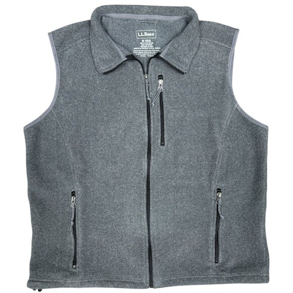 Men's L.L. BEAN‎ Gray Polartec Fleece Zip-Up Vest- Size Medium - Picture 2 of 8